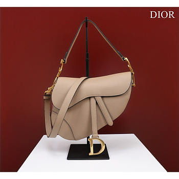 Dior Saddle with Long Strap Beige 25.5x20x6.5cm