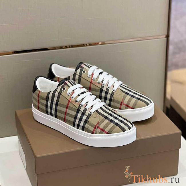 Burberry Albridge Check& Leather Low-top Sneakers - 1