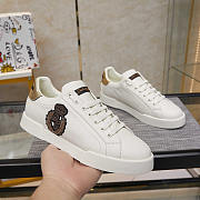 Dolce & Gabbana Portofino Logo Crest Leather Sneaker White - 1