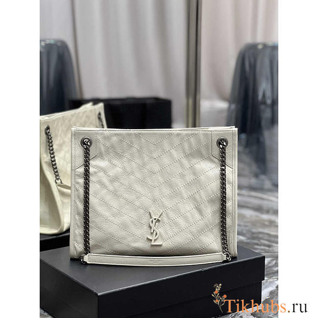 YSL Niki Shopping In Vintage Leather White 33x27x11.5cm - 1