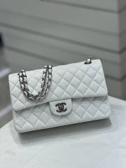 Chanel Medium Flap Bag White Caviar Silver 25cm - 1