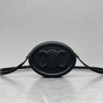 Celine Crossbody Oval Purse Cuir Black Triomphe 16x12x4cm