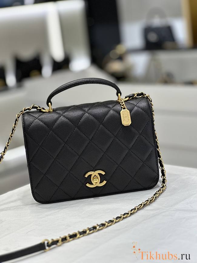 Chanel Top Handle Black Caviar Gold 21x9x15cm - 1