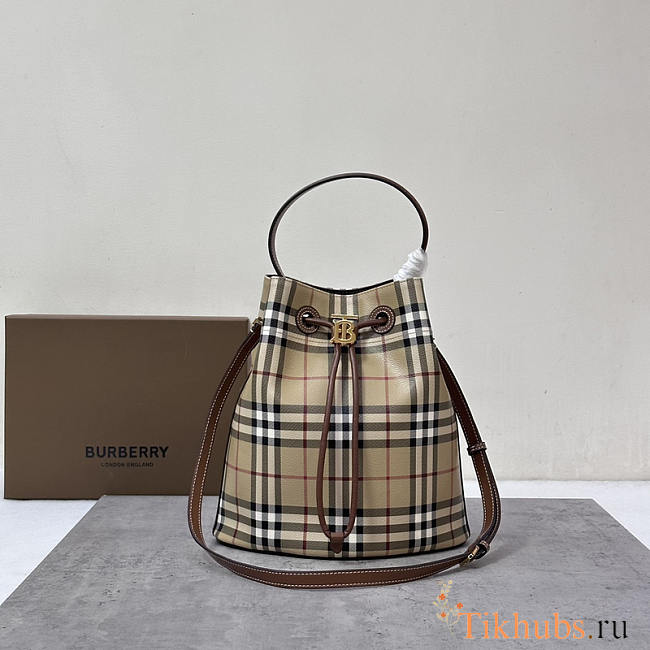 Burberry Small TB Bucket Bag Archive Beige Heather Brown 16x26x26cm - 1