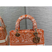 Dior Medium Lady D-Lite Bag Embroidery Orange 24cm - 5