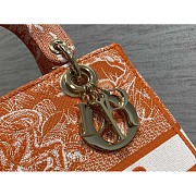 Dior Medium Lady D-Lite Bag Embroidery Orange 24cm - 3