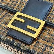 Fendi Baguette Brown FF Jacquard Sequins 27x15x6cm - 2