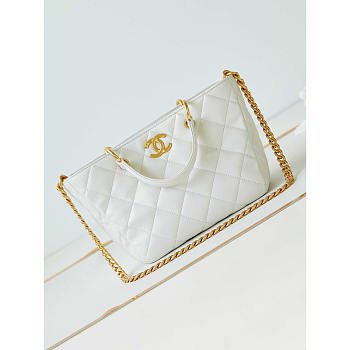 Chanel Quilted Lambskin Bag White 22x19x17cm