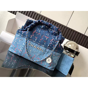 Chanel 22 Bag Glitter Denim Blue 38x42x8cm