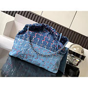 Chanel 22 Bag Glitter Denim Blue 38x42x8cm - 4