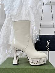 Gucci GG Studded Leather Ankle Boots White 12.5cm - 1