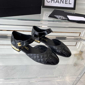 Chanel Mary Janes Patent Calfskin And Lambskin Black