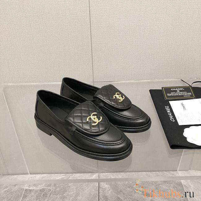 Chanel Mocasines Black Loafers - 1