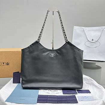 Prada Black Calfskin Chain Handle Tote Black 39x29x8cm