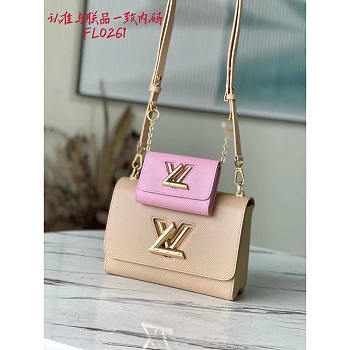 Louis Vuitton LV Twist And Twisty Epi MM Pink And Beige 23x17x9.5cm