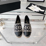 Chanel Flat Espadrilles Tweed,Lambskin,Patent Calfskin Black And White - 1