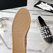 Chanel Flat Espadrilles Tweed,Lambskin,Patent Calfskin Black And White - 5