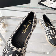 Chanel Flat Espadrilles Tweed,Lambskin,Patent Calfskin Black And White - 3