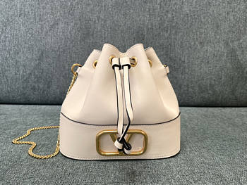 Valentino Mini Bucket Bag Vlogo Sigbature Chain White 20x18x7cm