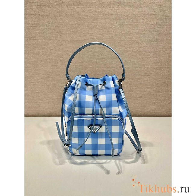 Prada Duet Printed Re-Nylon Bag Blue 22.5x17.5x12cm - 1