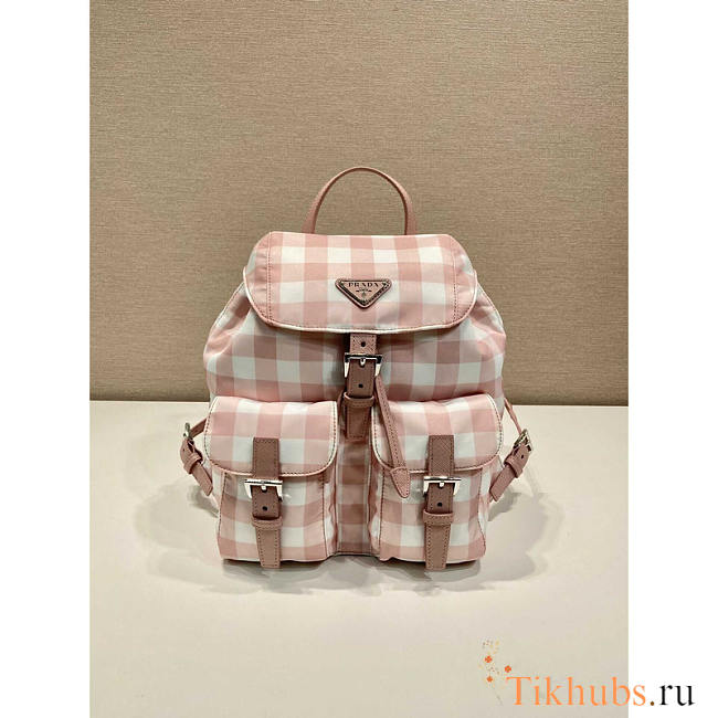 Prada Small Printed Re-Nylon Backpack Pink 28x23.5x12cm - 1