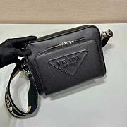 Prada Saffiano Leather Shoulder Bag Black 24x18x6cm - 4