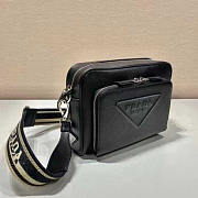 Prada Saffiano Leather Shoulder Bag Black 24x18x6cm - 5