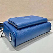 Prada Saffiano Leather Shoulder Bag Blue 24x18x6cm - 3