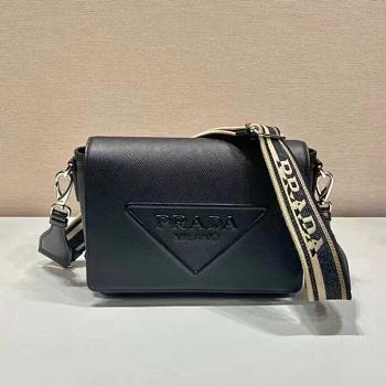 Prada Saffiano Leather Crossbody Bag Black 26x18x6.5cm