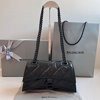 Balenciaga Crush Small Chain Bag Quilted In Full Black 25x15x9.5cm
