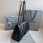 Balenciaga Crush Quilted Shoulder Bag Calfskin Full Black 31x20x12cm - 5