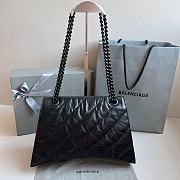 Balenciaga Crush Quilted Shoulder Bag Calfskin Full Black 31x20x12cm - 4