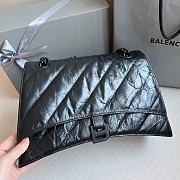 Balenciaga Crush Quilted Shoulder Bag Calfskin Full Black 31x20x12cm - 2