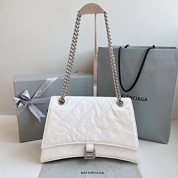 Balenciaga Crush Quilted Shoulder Bag Calfskin White 31x20x12cm