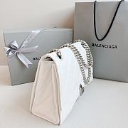 Balenciaga Crush Quilted Shoulder Bag Calfskin White 31x20x12cm - 4