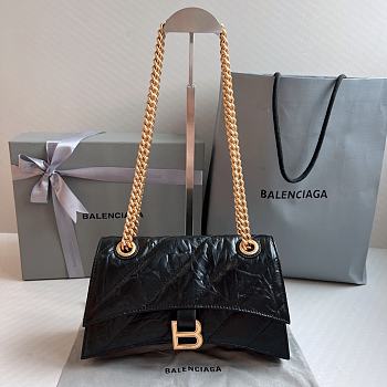Balenciaga Crush Small Chain Bag Quilted In Black Gold 25x15x9.5cm