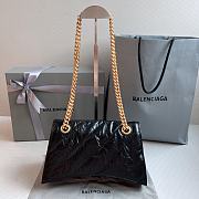 Balenciaga Crush Small Chain Bag Quilted In Black Gold 25x15x9.5cm - 4