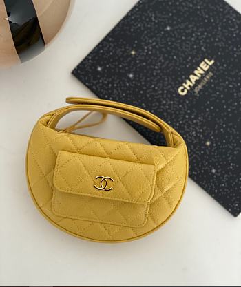 Chanel Yellow Pouch Caviar Gold 16x16x5.5cm