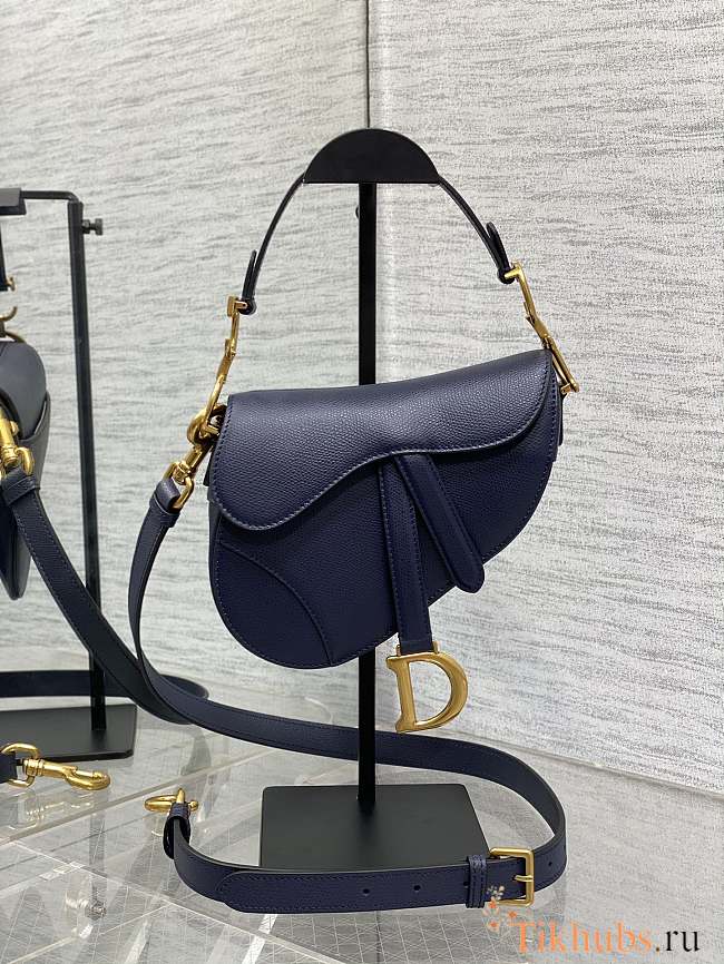 Dior Mini Saddle Bag With Strap Navy Blue 19 x 16 x 5 cm - 1