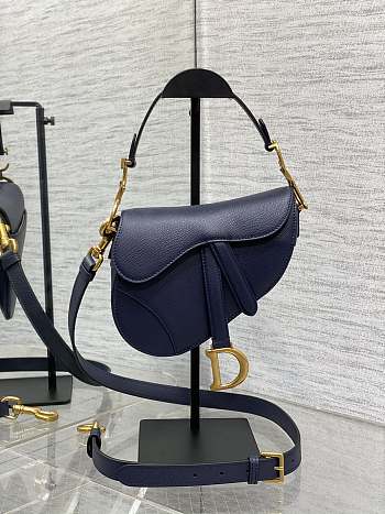 Dior Mini Saddle Bag With Strap Navy Blue 19 x 16 x 5 cm