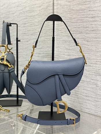 Dior Saddle Bag With Strap Blue 25.5x20x6.5cm