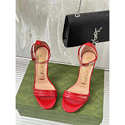 Gucci Leather Strap High Heel Sandals Red 10cm - 4