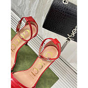 Gucci Leather Strap High Heel Sandals Red 10cm - 5