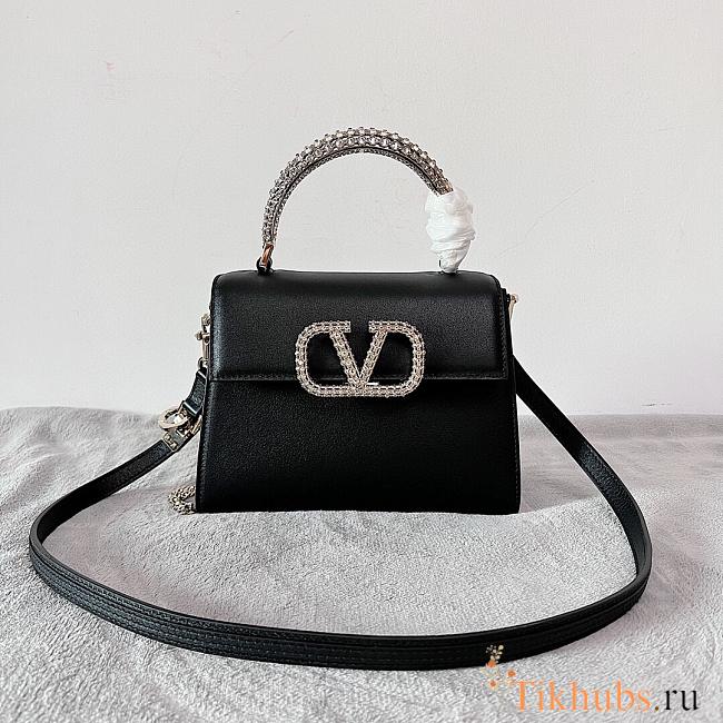 Valentino Small Vsling Grainy Calfskin Black Handbag 22x17x9cm - 1