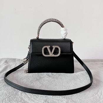 Valentino Small Vsling Grainy Calfskin Black Handbag 22x17x9cm