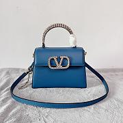 Valentino Small Vsling Grainy Calfskin Blue Handbag 22x17x9cm - 1