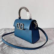 Valentino Small Vsling Grainy Calfskin Blue Handbag 22x17x9cm - 6