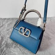 Valentino Small Vsling Grainy Calfskin Blue Handbag 22x17x9cm - 4