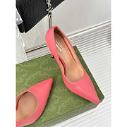 Gucci Women's High Heel Pumps Pink Leather 10cm - 4