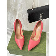 Gucci Women's High Heel Pumps Pink Leather 10cm - 3